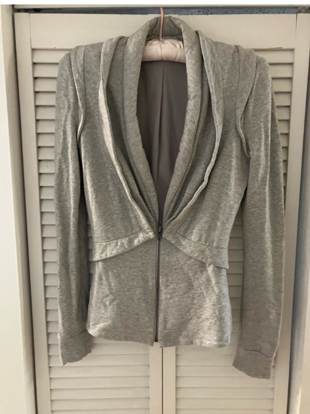 Torn by Ronny Kobo Sculpted Soft Gray Zip Jacket Small